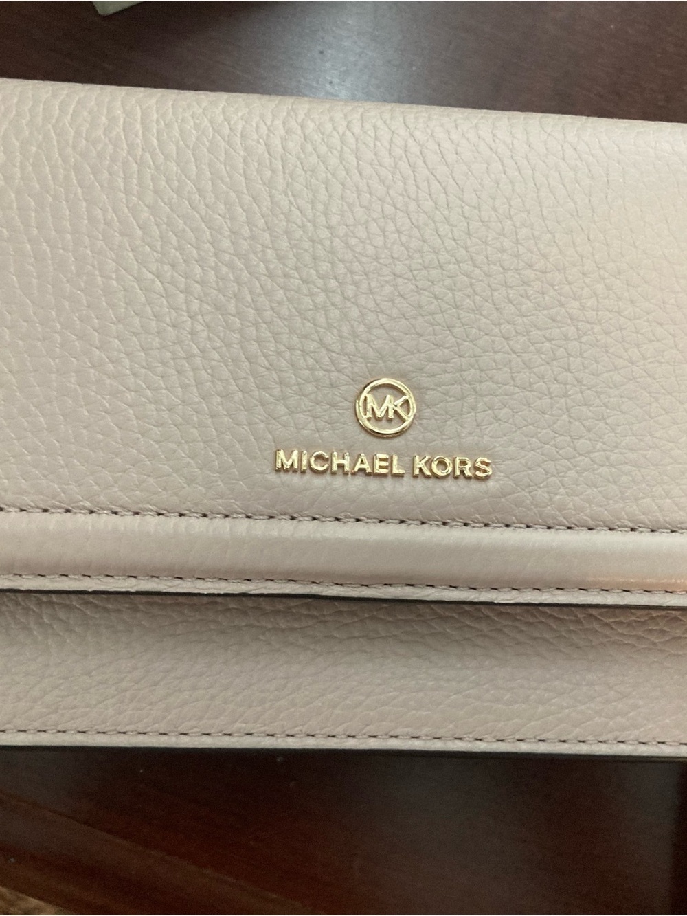 Michael Kors Pebbled Leather Clutch in Blush Pink with Gold Hardware